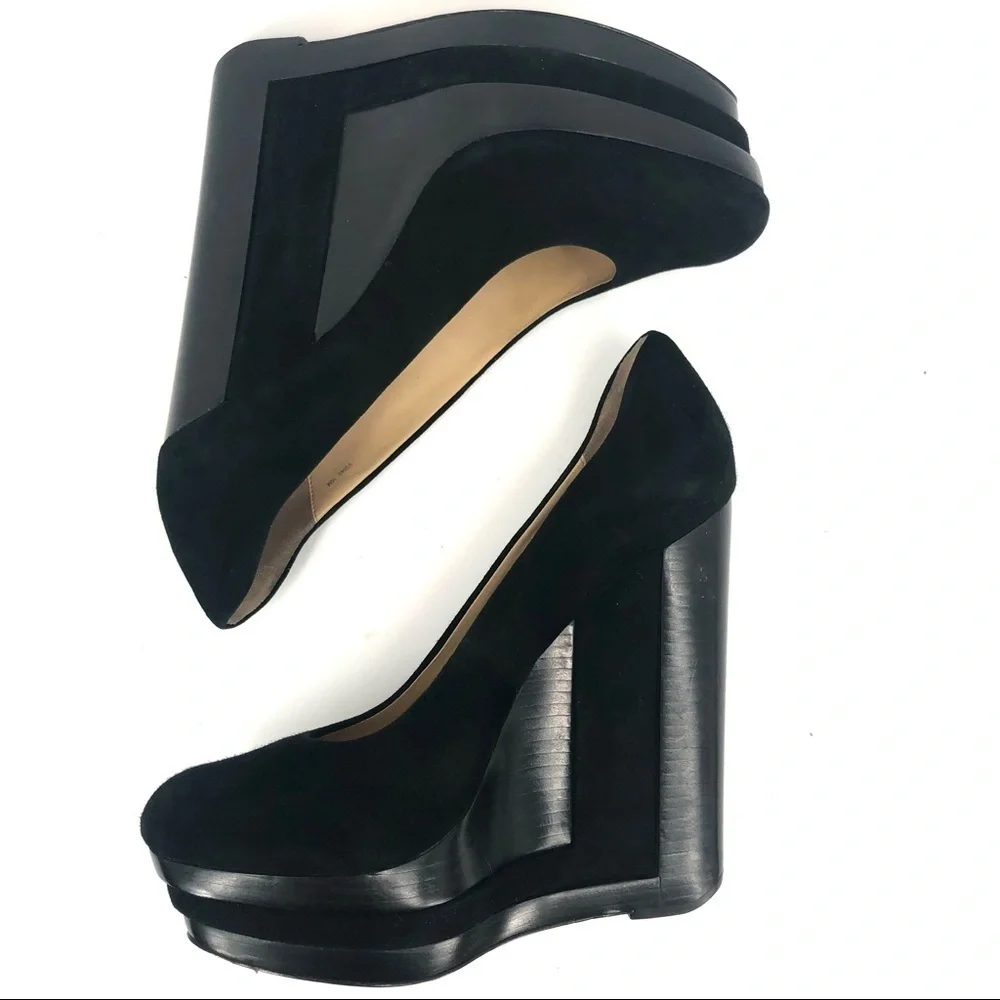 RACHEL ZOE Sz 10 Black Suede Eva Stacked Platform